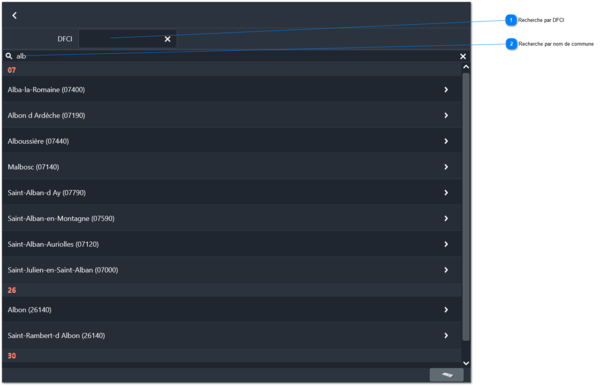 1.3. La recherche de commune